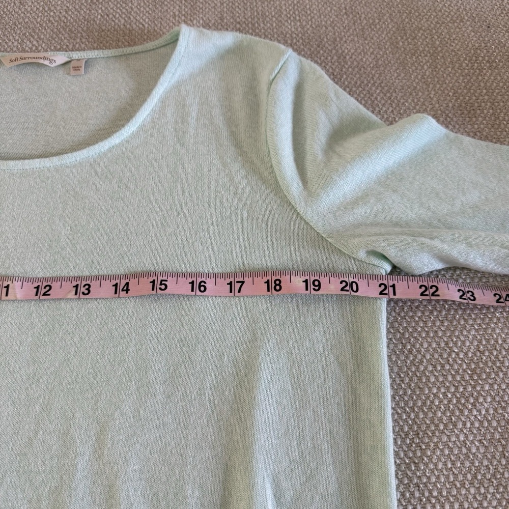 Soft Surroundings Sweater Women's Size M Lace Hem L/S Tunic Top Green - Picture 8 of 9